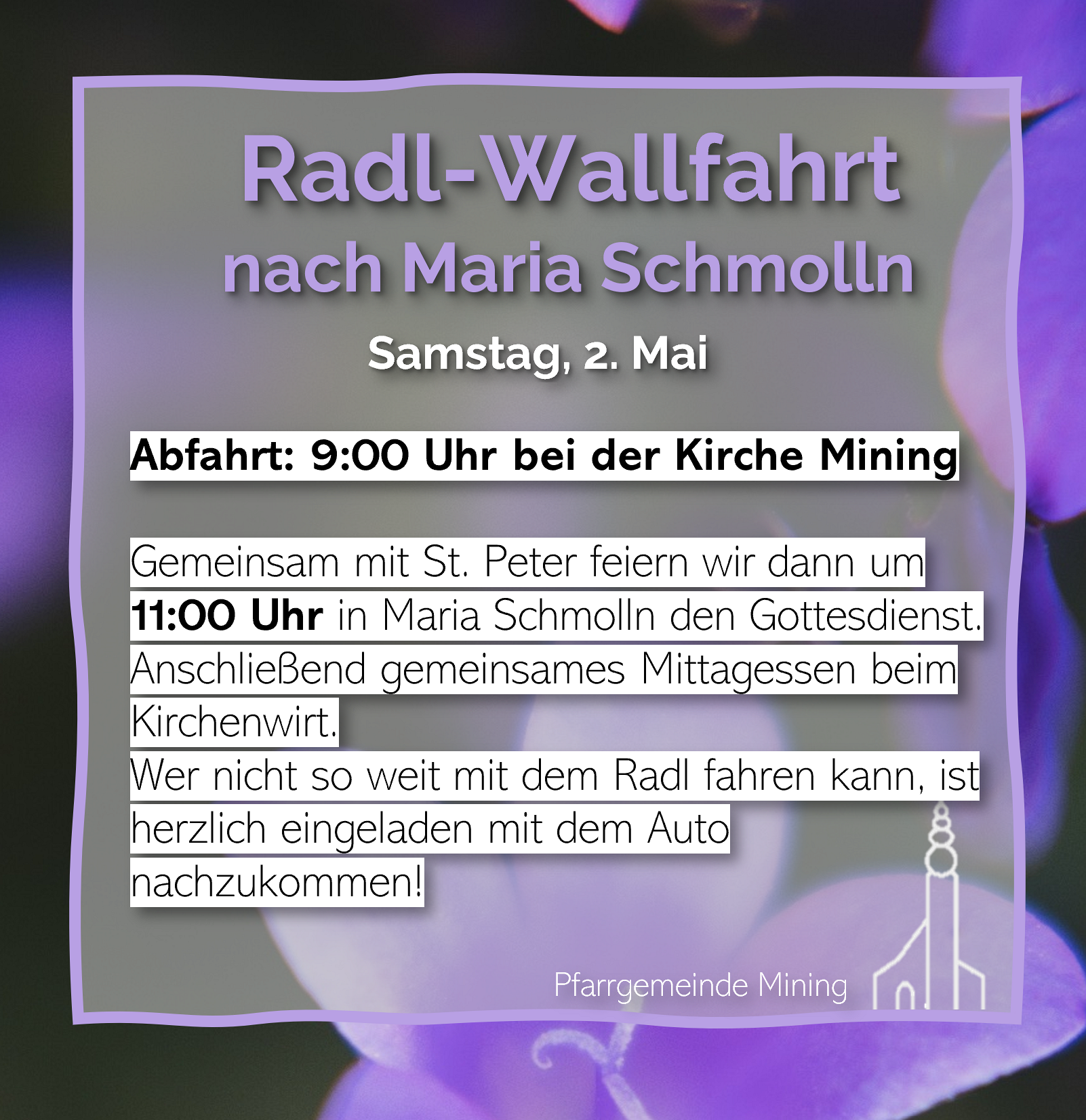 Radlwallfahrt nach Maria Schmolln