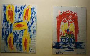 Zwei Bilder: Die fünf Wunden Christi (links) und 'Ich bin die Tür! Wer durch mich eintritt, ist gerettet