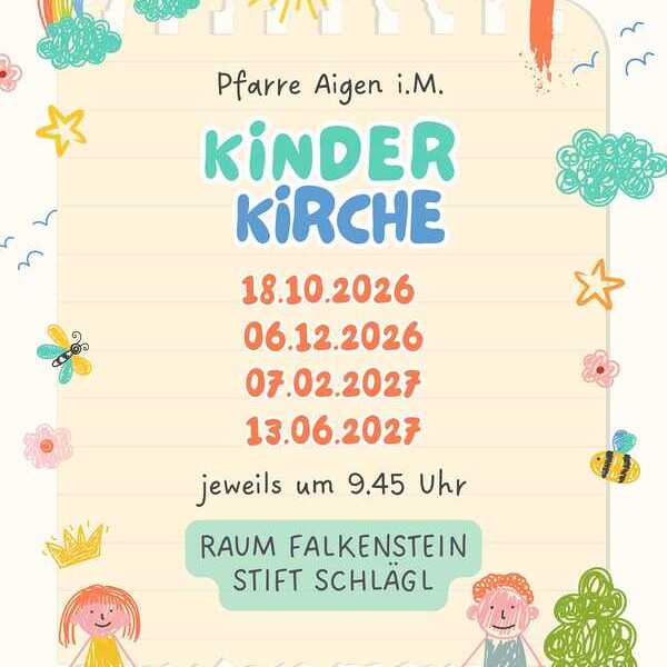Plakat mit Terminen der Kinderkirche