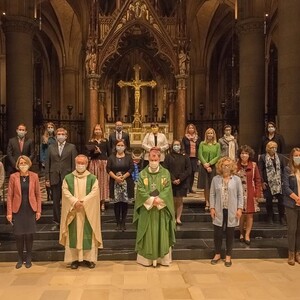 Sendungsfeier in den pastoralen Dienst der Diözese Linz am Sonntag, 27. September 2020 in der Mariendom LinzBild: v.l.n.r. 1.reihe Gudrun Becker, Dir. Brigitte Gruber-Aichberger, generalvikar Severin Lederhilger, Bischof Manfred Scheuer, Claudia Kap