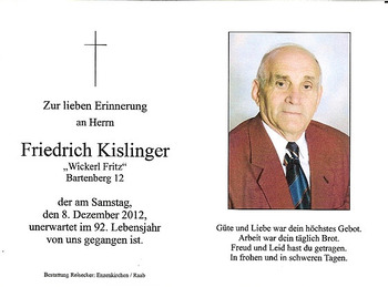 Friedrich Kislinger / © Pfarrgemeinde Kopfing Friedrich Kislinger