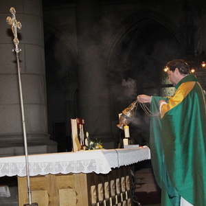 Domkurat Josef Keplinger beim Inzensieren des Altars.