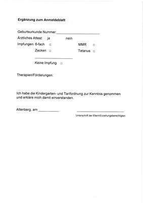 Ergänzung Anmeldeblatt