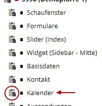 Verlinkung Section Suche Kalender