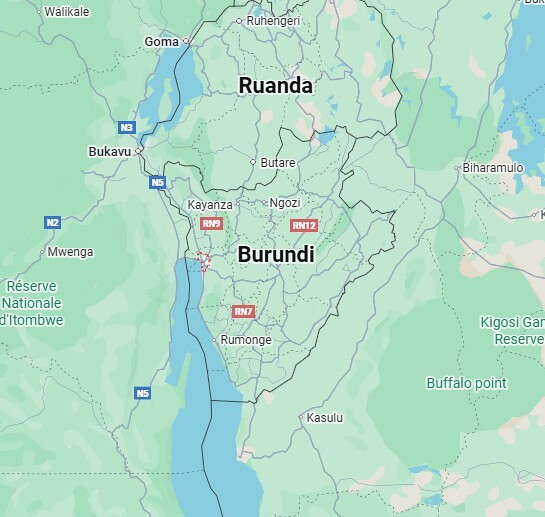 Landkarte von Burundi im Herzen von Afrika