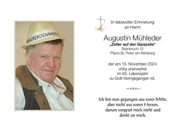 Augustin Mühleder / Bestattung Kepplinger