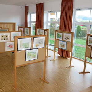 Vernissage mit Aquarellmalbildern
