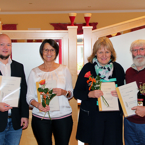 Von links: Stefan Moser (Hornist), Maria Mayrhuber (Alt), Gertraud Maier (Sopran), Erwin Repitz (Bass)