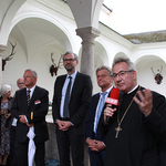 Empfang des Landes OÖ: Dr. Helmut Obermayr, Landesrat Dr. Michael Strugl, Bgm. Gerhard Obernberger, Abt Ambros Ebhart