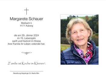 Margarete Schauer / Bestattung Kepplinger