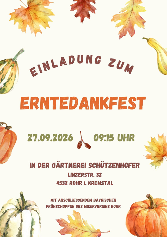 Erntedankfest in der Gärtnerei Schützenhofer