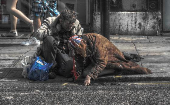 Bettler auf der Straße