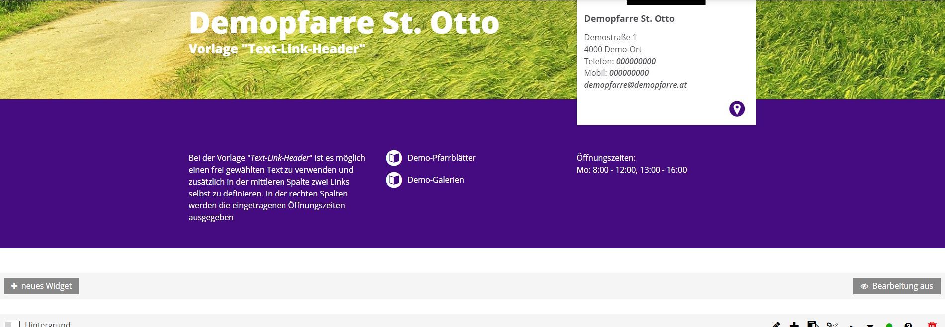 Vorlage Text-Link-Header