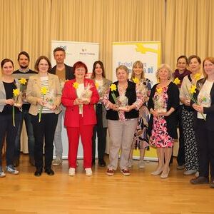 Die Absolvent:innen bei der Ausbildungsabschluss-Feier für Bibliothekar:innen