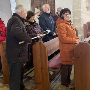 Sammlung mit altem Klingelbeutel