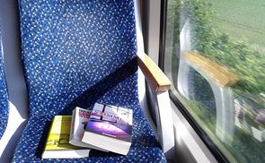Bücher fahren Zug