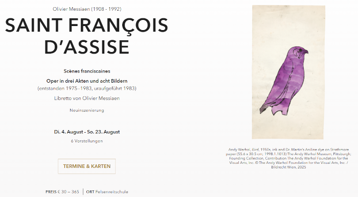 Ankündigung Oper Saint Francois d´Assise 2026