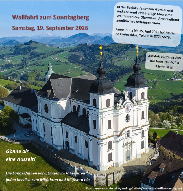 Einladung Wallfahrt / www.mostviertel.at/ausflug-freiheit/Wallfahrtsbasilika-sonntagberg Einladung Wallfahrt Sonntagberg