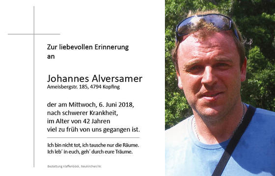 Johannes Alversamer / Bestattung Klaffenböck Johannes Alversamer