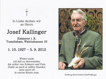 Totenbild Josef Kallinger