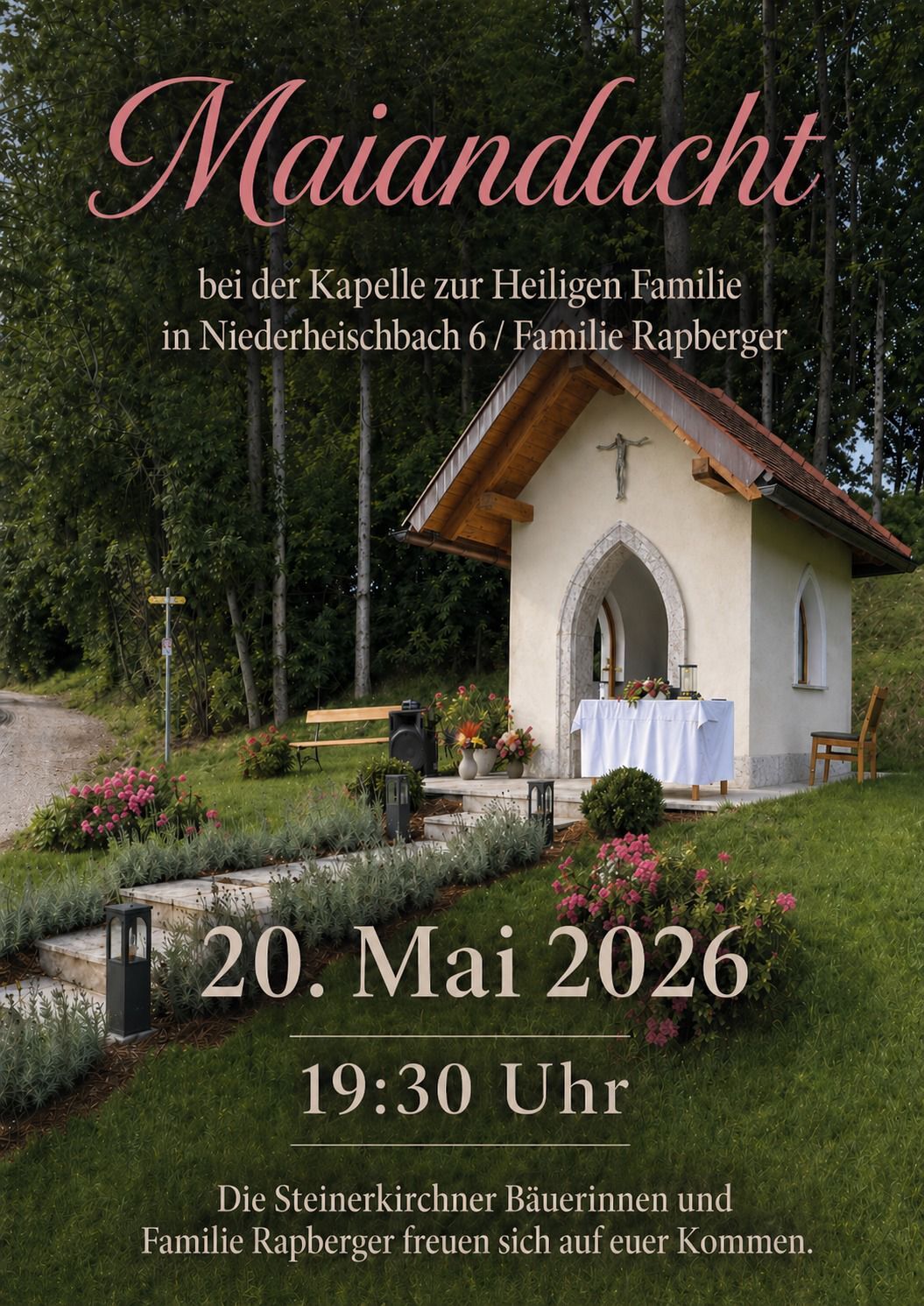 Einladung zur Maiandacht der Bäuerinnen von Steinerkirchen am 20.05. um 19:30 Uhr