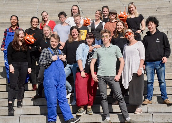 Die Theatergruppe des GRÜNEN ANKER, JugendKirche Linz, die „Die furchtbar hartnäckigen Gapper von Frip“ im Mai zur Aufführung bringt.