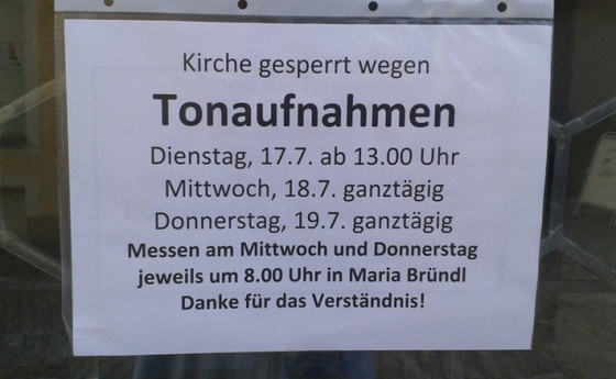 Kirche gesperrt wegen Tonaufnahmen