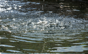 Wasser plätschert in ein Gewässer.  