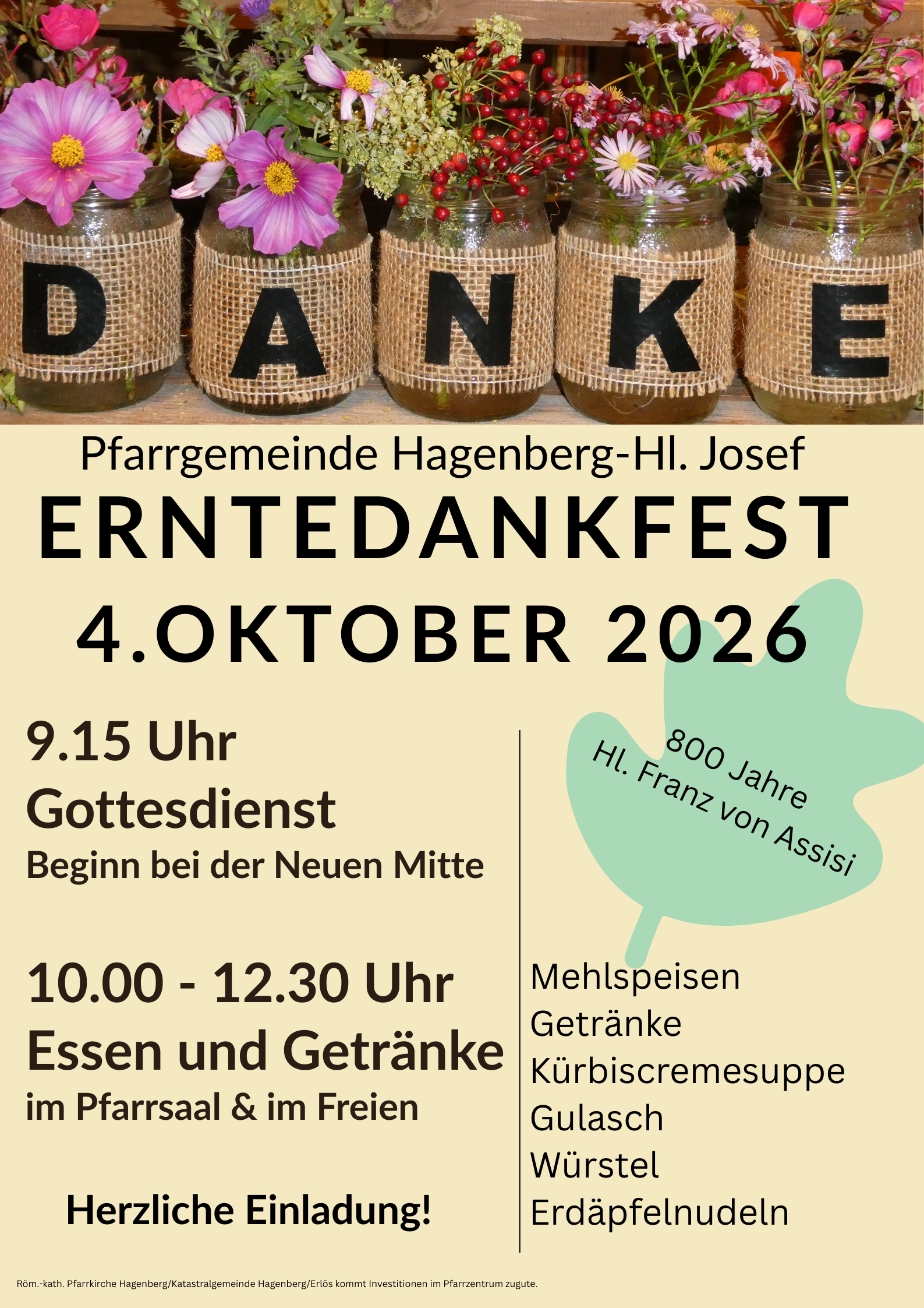 Erntedankfest / Pfarrgemeinderat Hagenberg 04. Oktober 2026