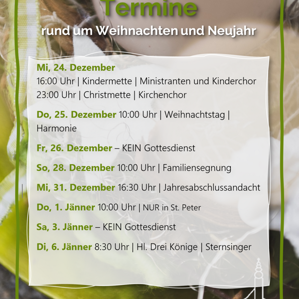 Termine rund um Weihnachten und Neujahr in Mining