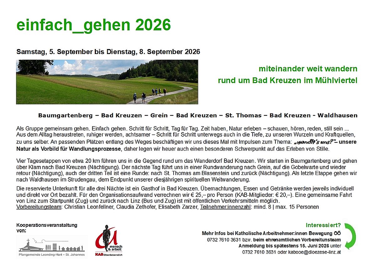 einfach_gehen 2026 / © Pfarrgemeinde Leonding-Hart-St. Johannes einfach_gehen 2026
