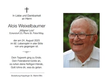 Alois Weixelbaumer / Bestattung Kepplinger