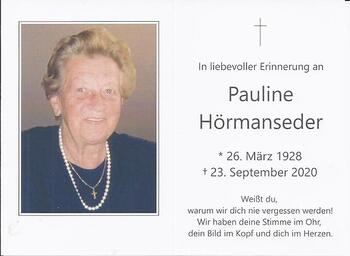 Totenbild Pauline Hörmanseder