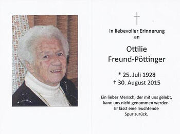 Totenbild Ottilie Freund-Pöttinger