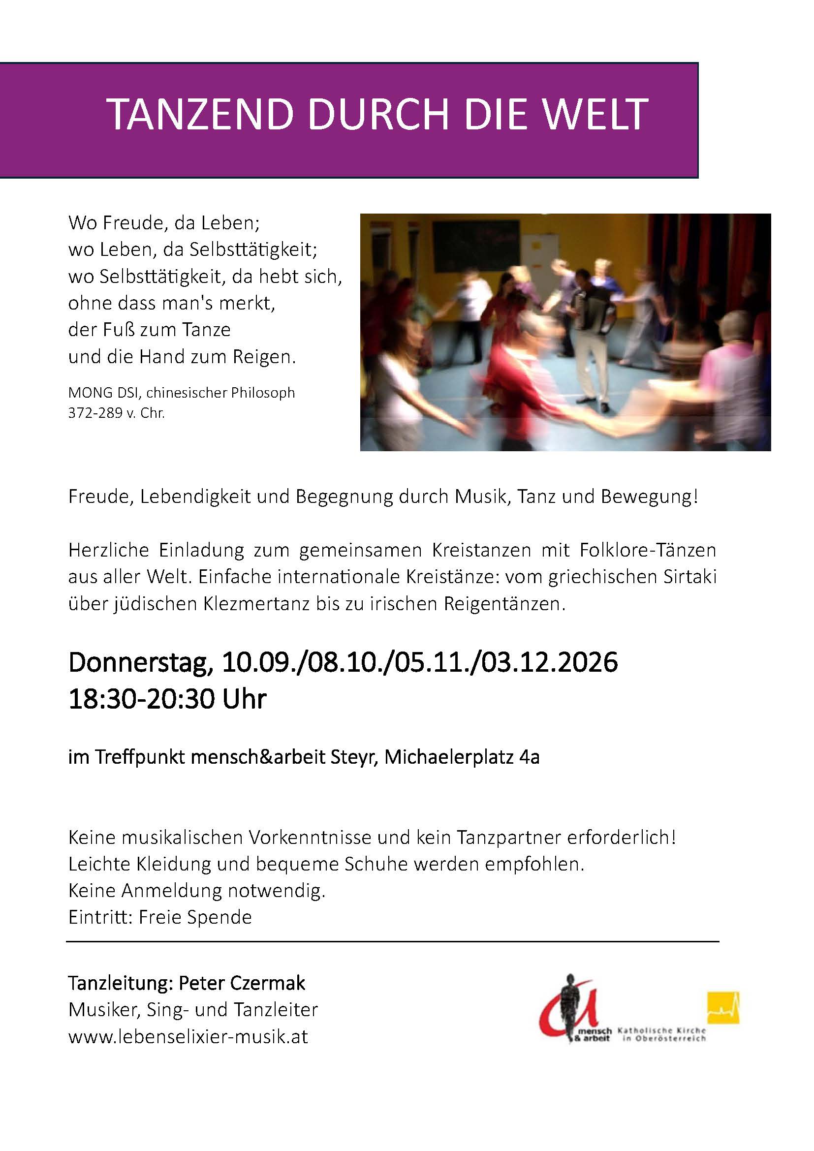 Tanzend durch die Welt / Treffpunkt mensch&arbeit Steyr Tanzend durch die Welt