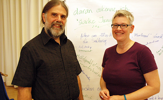 Otto Kromer und Karin Mayer beim Firmstudientag 2014 in Linz © Kirchenzeitung, Stütz