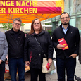 Ökumenische Tafel auf dem Linzer Martin Luther-Platz / Diözese Linz Lehrvikar Mag. Gernot Mischitz, Pfarrer Mag. Josef Prinz (beide evangelisch AB), Ökumenereferentin Mag. Helga Schwarzinger (röm.-kath.), Pastor Mag. Martin Siegrist (evangelisch-methodistisch), Dr. Monika Udeani (röm.-kath.)