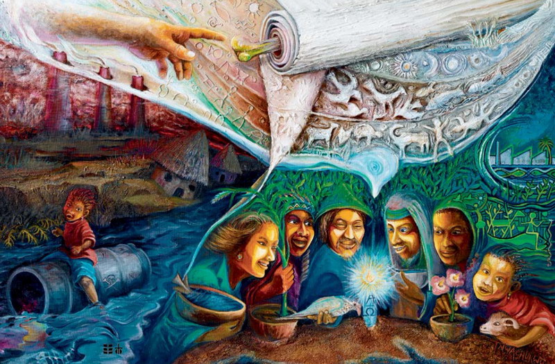 Fastentuch 2023 / © Pfarre Grünbach Künstler: Künstler Tony Nwachukwu aus Nigeria