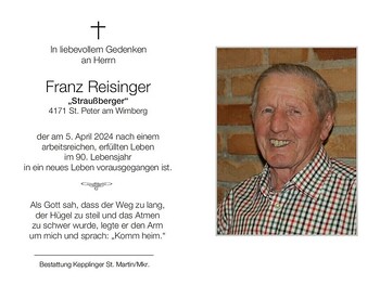 Franz Reisinger / Bestattung Kepplinger