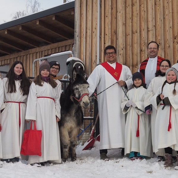 Die Pfarrgemeinde Stadt Freistadt feiert den Palmsonntag mit einem echten Esel