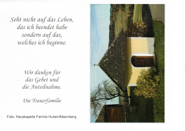 Foto: Sterbebild Frau Marianne Huber