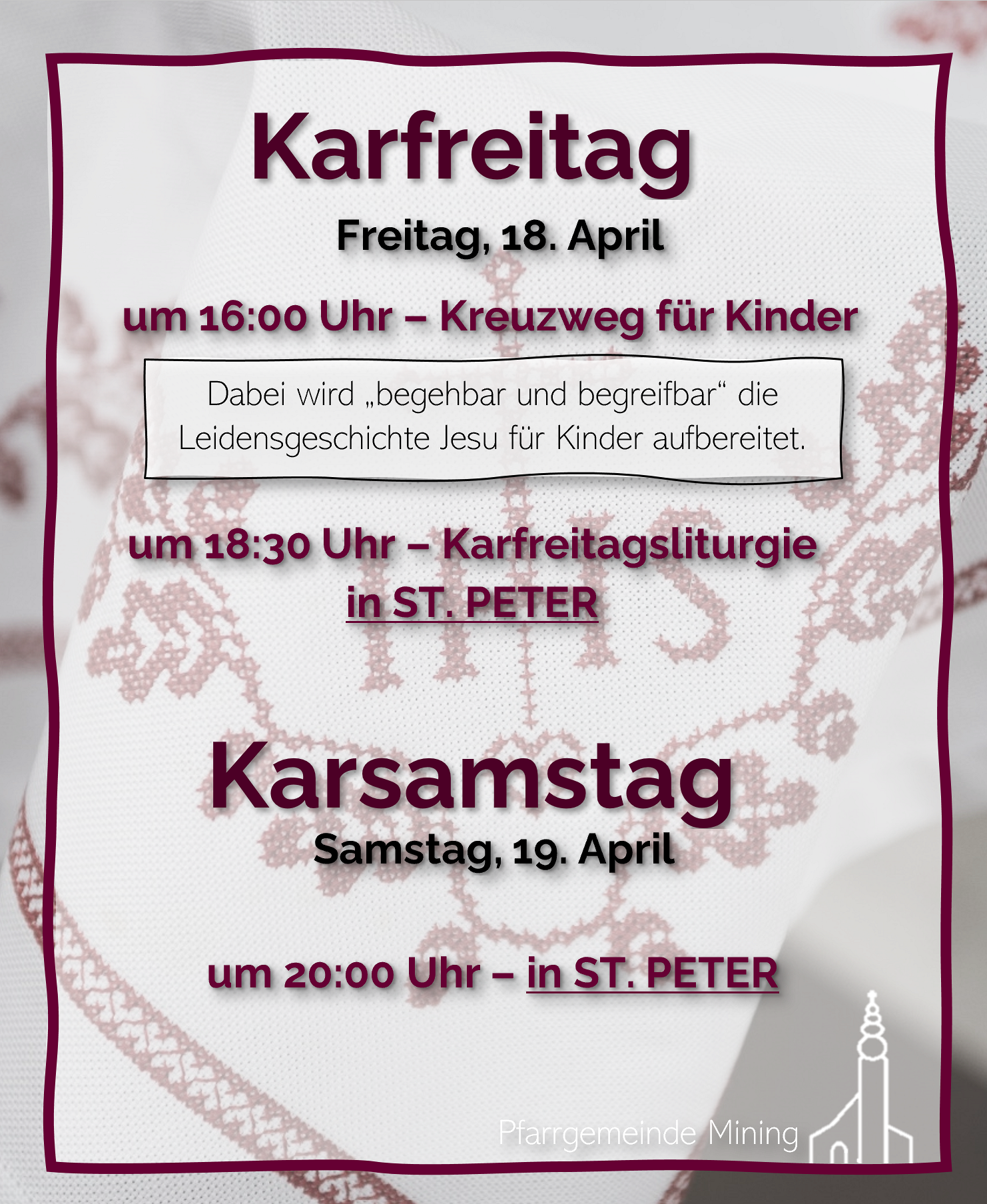 Karfreitag und Karsamstag