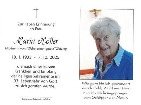 Maria Höller / Bestattung Rakaseder & Galos