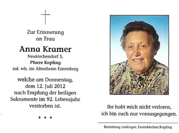 Anna Kramer / © Pfarrgemeinde Kopfing Anna Kramer