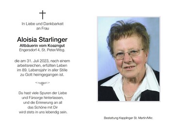 Aloisia Starlinger / Bestattung Kepplinger