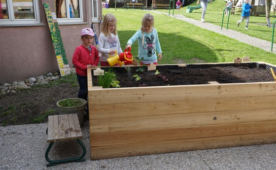 Bei unserem Hochbeet...