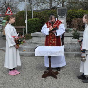 Palmweihe am Dorfplatz, Einzug in die Kirche zur Hl. Messe