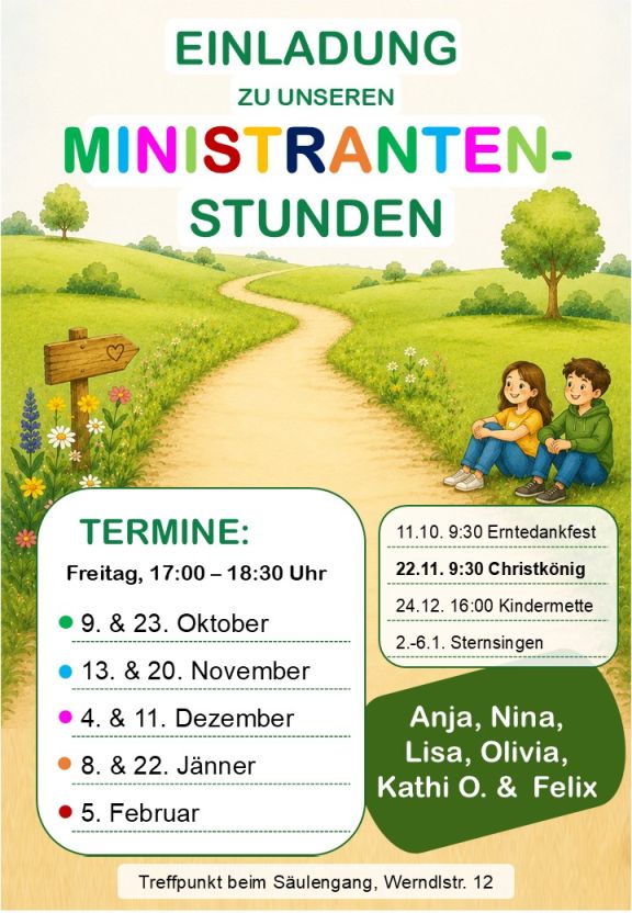 Einladung Mini-Stunden_10-2026 bis 02-2027 / Pfarrgemeinde St. Michael