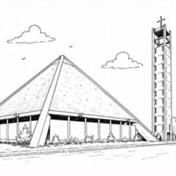 Zeichnung der Zeltkirche St. Stephan