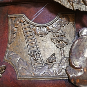 Kanzel: Kanzelkorb: Holzrelief: Himmelsleiter